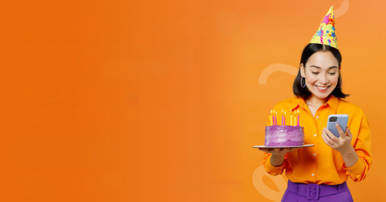 Gorl celebnrating a birthday digital gift card from Gift Card Market